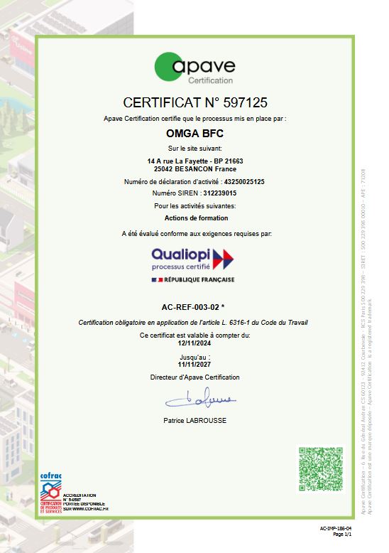 Certificat Qualiopi Actions de formation